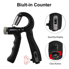 Hand Grip Strengthener,  Hand Squeezer Exerciser Adjustable Resistance 22-132Lbs for Forearm Finger Train, Black