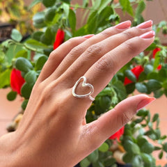 Silver Spiral Heart Ring