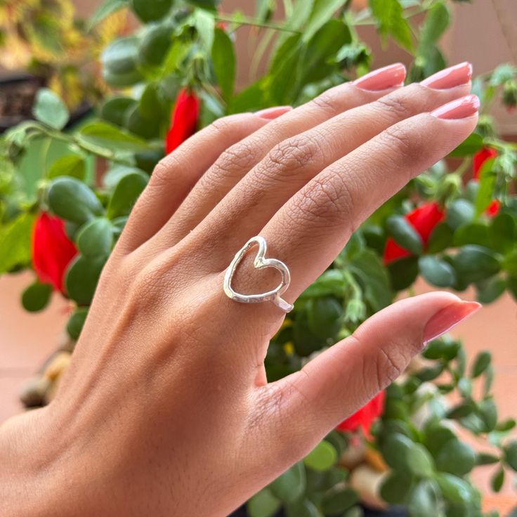Silver Spiral Heart Ring